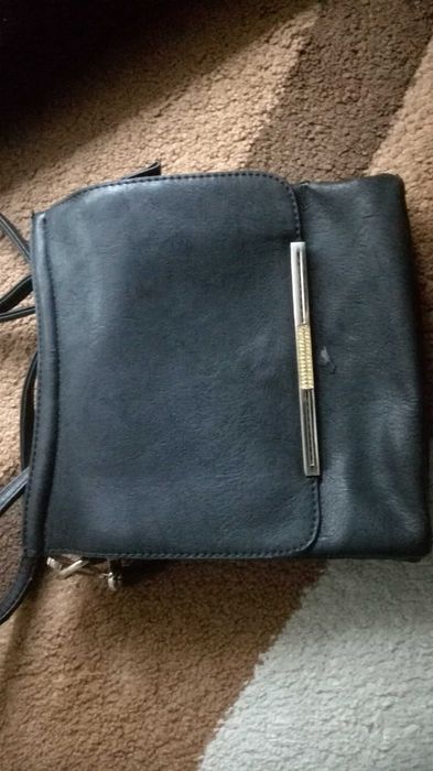 Torebka listonoszka czarna na ramię, zestaw 3 torebk torba długi pasek