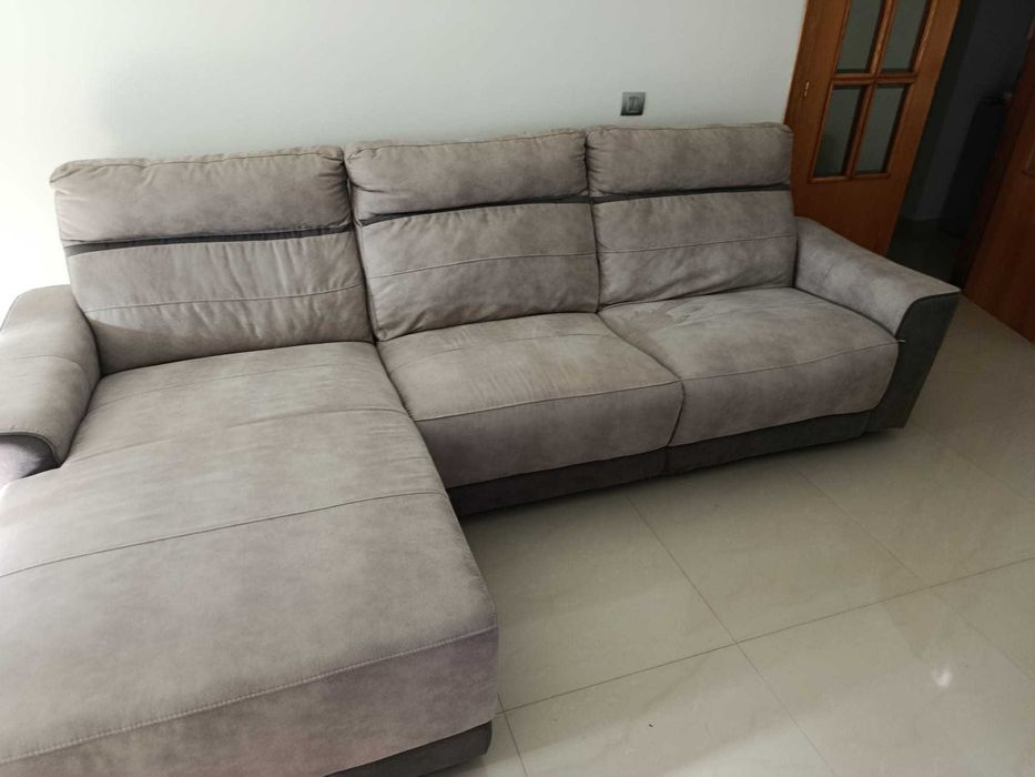 Sofá Microfibra anti-gato bom estado / 4pax + Chaise Longue reversível