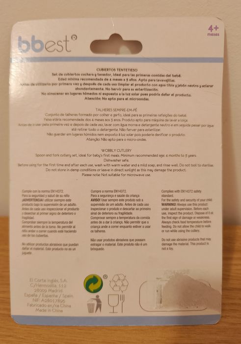 Talheres sempre em pé para bebé da Bbest