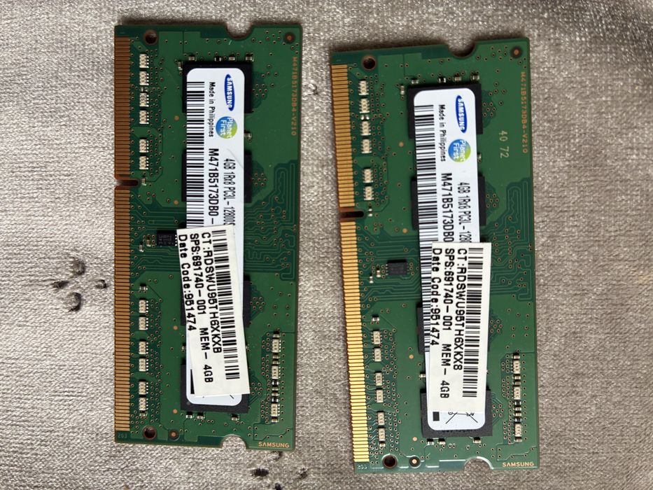Оперативна пам’ять 8GB DDR3 1600 (2×4GB) Samsung, ноутбук