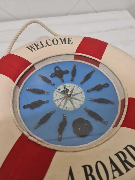 Relógio Parede Bóia Salva Vidas Náutico Marítimo Nós Navio Barco Clock