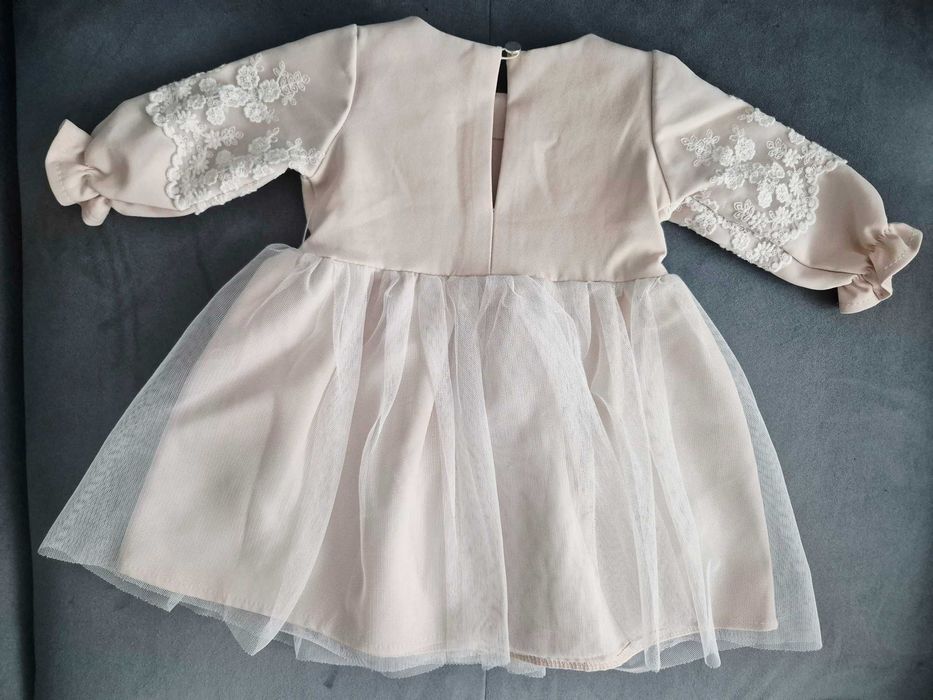 Sukienka do Chrztu Casandra beż i ecru z koronką