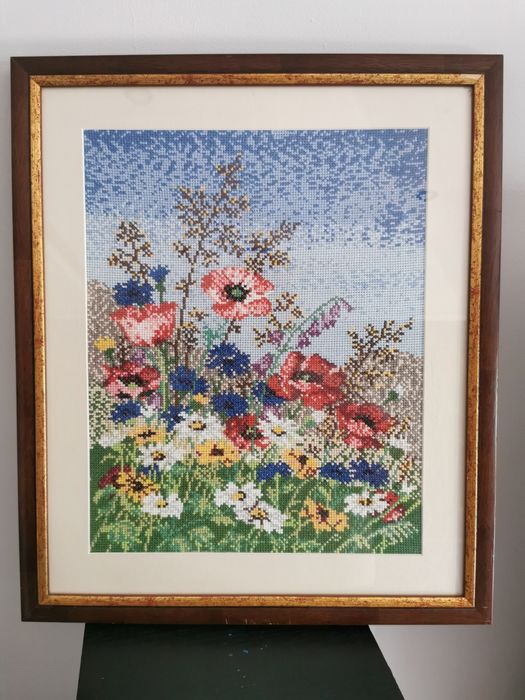 Obraz haftowany kwiaty polne