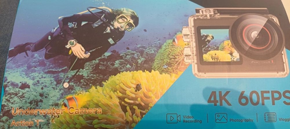 Câmera de ação subaquática 4K 60FPS - À prova d'água, vlogging, gravaç
