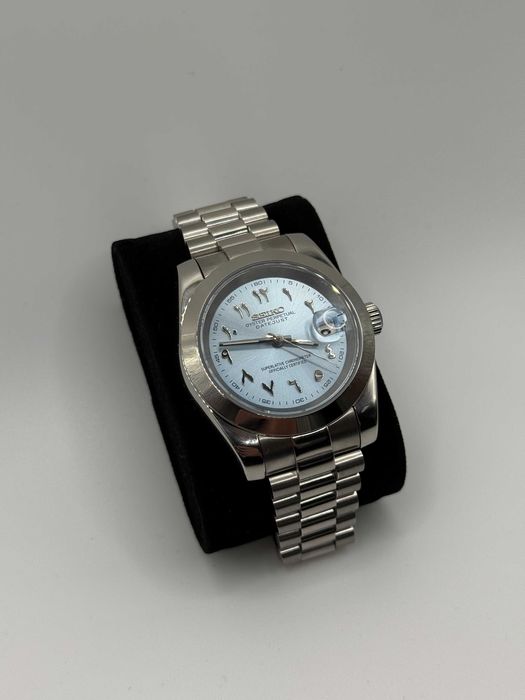 Zegarek Seiko Mod Datejust Arabic Sky Blue Custom Watch