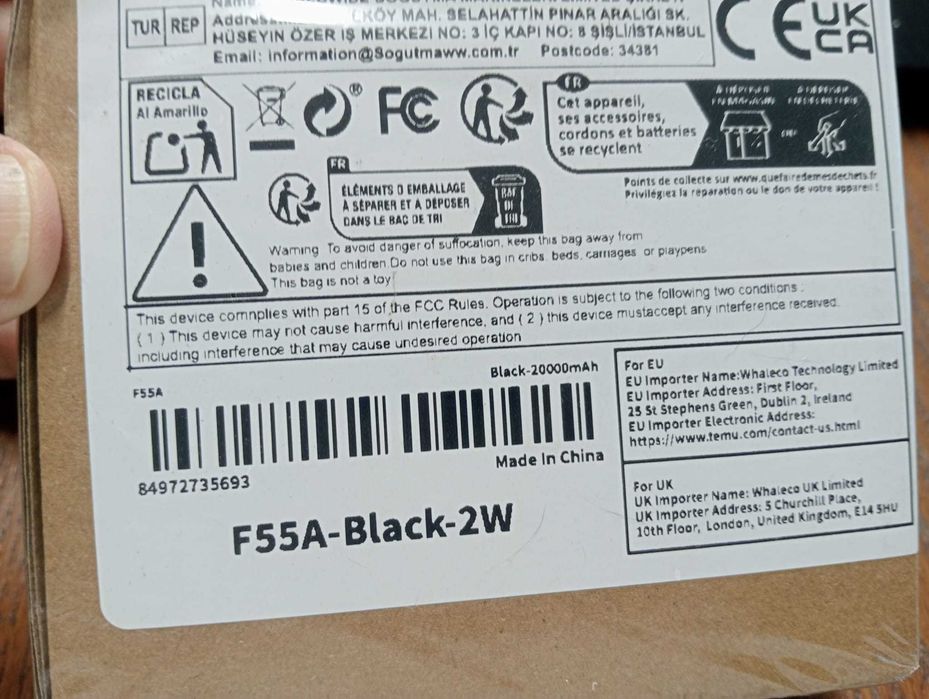 Power Bank 20.000mAh SYJ-F55A – Novo e Selado