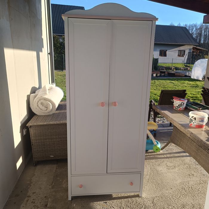 Szafa, regał na książki i szafka wisząca biała dla dziewczynki