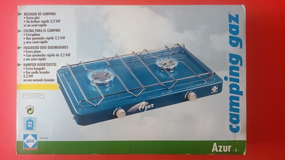 Fogão Campismo 2 Bicos Campingaz Azur 2 (Fabricado em França) - NOVO na Caixa