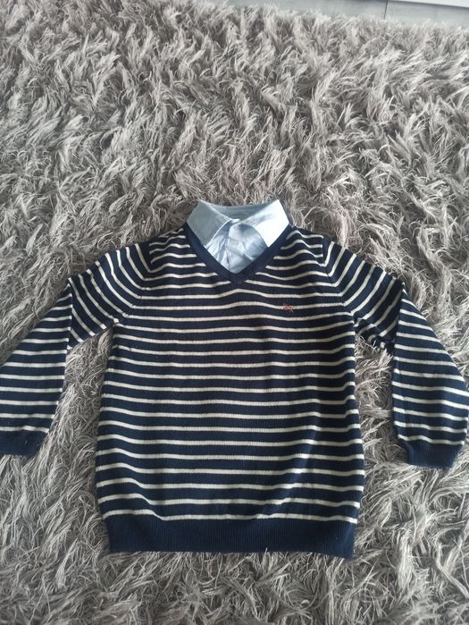 Sweterek chłopięcy elegancki z Kołnierzem z koszula h&m rozm. 98/104,