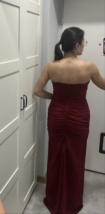 Sukienka maxi bordowa