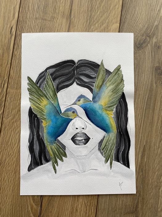 Obraz akwarela ręcznie malowany A4