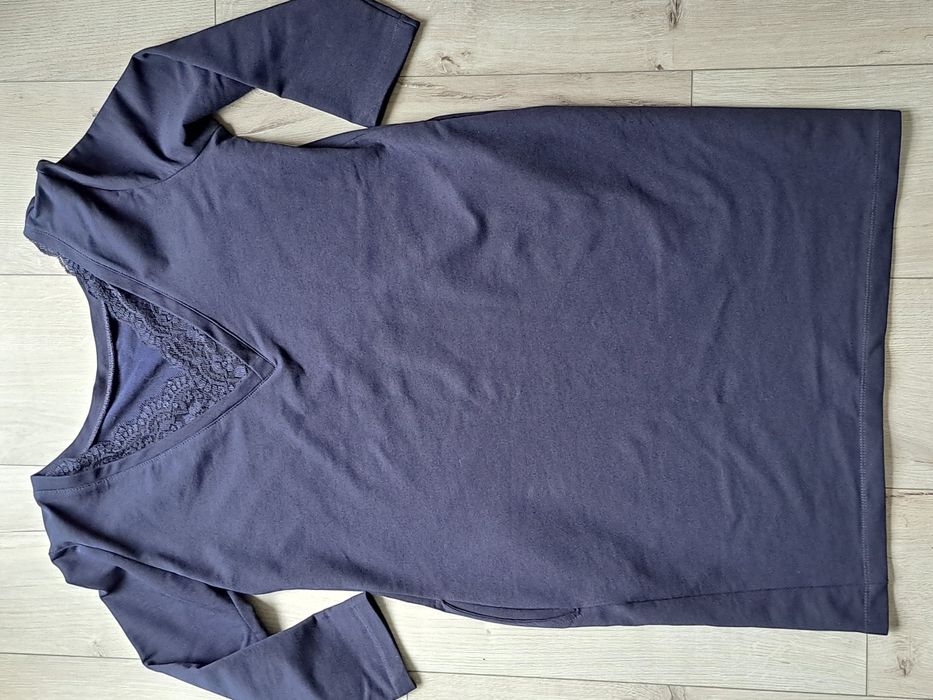Sukienka damska oversize granat koronka kieszenie L