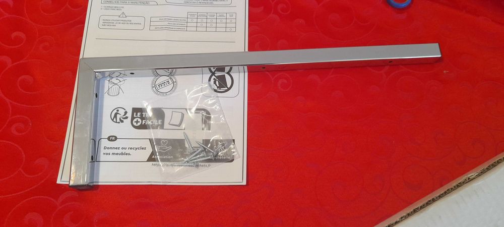 Conjunto de 2 suportes de parede para tampo de lavatório (cromado)