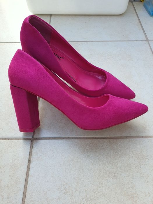 Buty na wysokim obcasie różowe fuksja różowe Seastar rozm. 40
