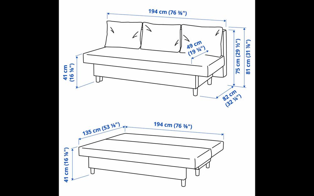Sofá-cama IKEA ÄLVDALEN de 3 lugares – Cinzento-escuro
