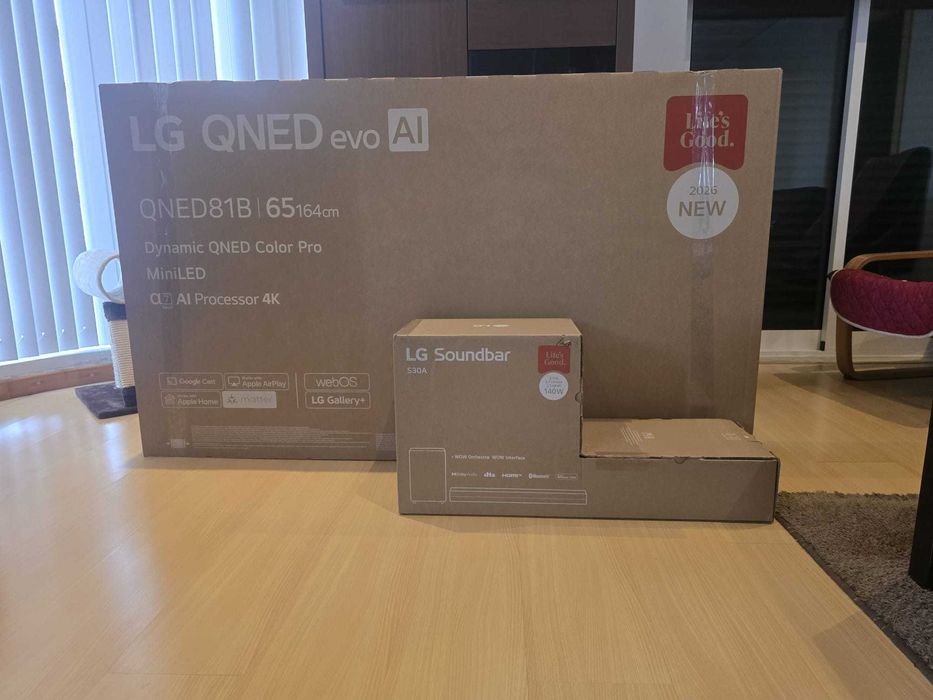 TV LG 65 MINI LED QNED + Soundbar LG S30A, Maio 2026, Novos na caixa selada
