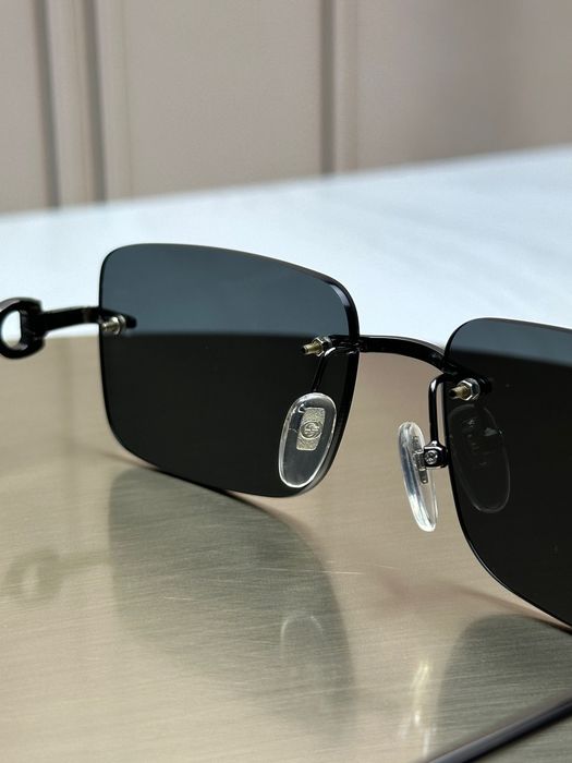 Сонцезахисні окуляри Gucci GG1703S срібні безоправні прямокутні сіра лінза унісекс