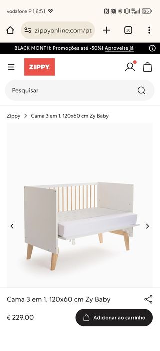 Berço bebé 3 em 1 Zippy