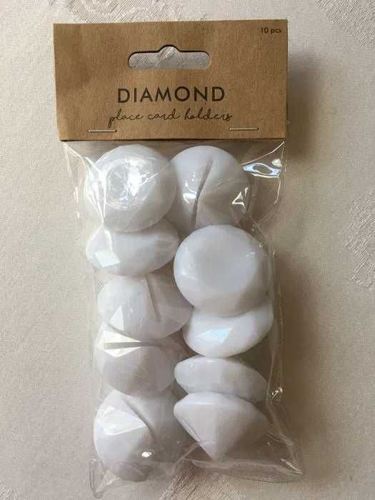 DIAMENT Stojak podstawka wizytówki winietki BIAŁY 10 szt