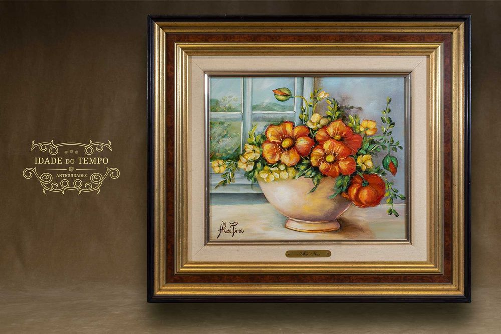 2 antigos quadros de flores