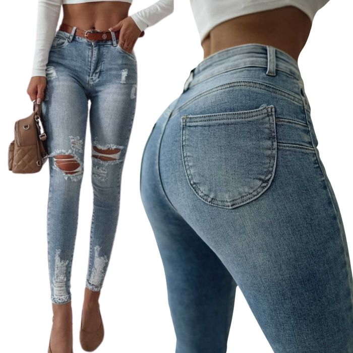 Spodnie damskie Jeansy M.sara push-up z paskiem L