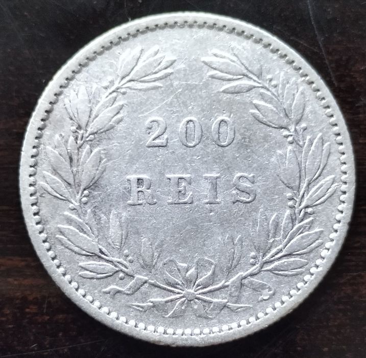 Moeda Prata 200 Reis 1887 D. Luís Muito Bom Estado