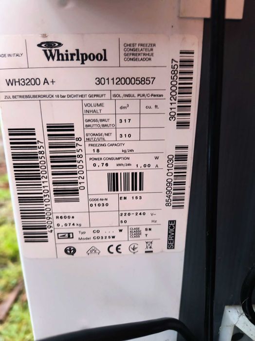 Zamrażarka skrzyniowa WHIRLPOOL Klasa A+ 320 Litrów