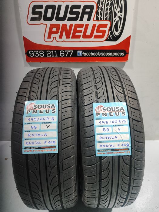 2 pneus semi novos 195-60R15 Rotala - Oferta dos portes