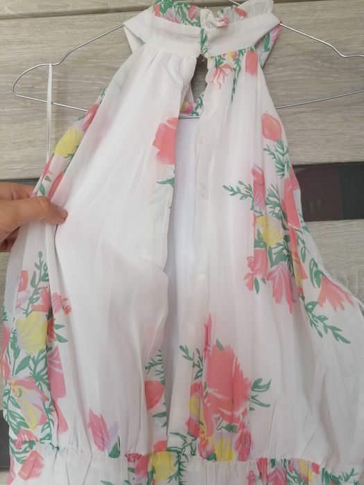 Nowa elegancka szyfonowa sukienka w kwiaty halter maxi 40 42