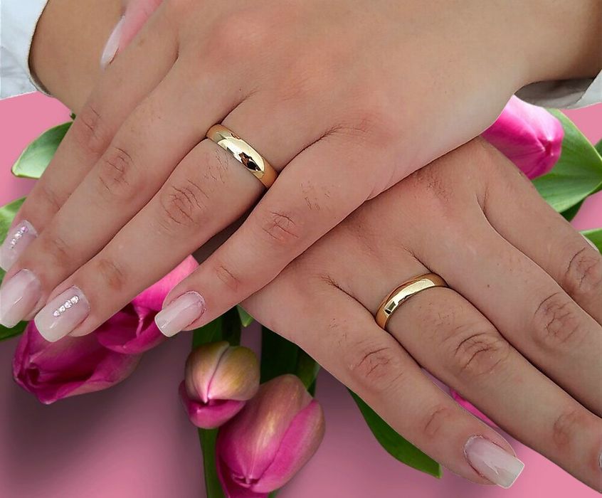 Pełen elegancji duet złotych OBRĄCZEK ŚLUBNYCH