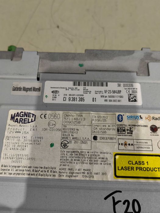 Rádio CD Gps CI profissional BMW serie 1/2/3 F20/F21/F22/F30 9381.305