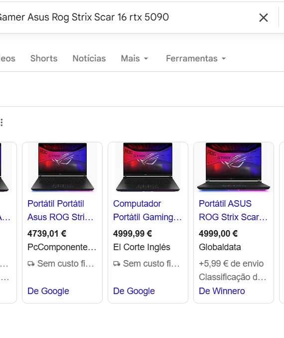 Portátil Gaming  Asus Rog Strix Scar 16 RTX 5090