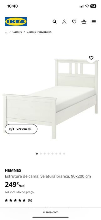 Estrutura de cama Ikea HEMNES (SEM COLCHÃO)
