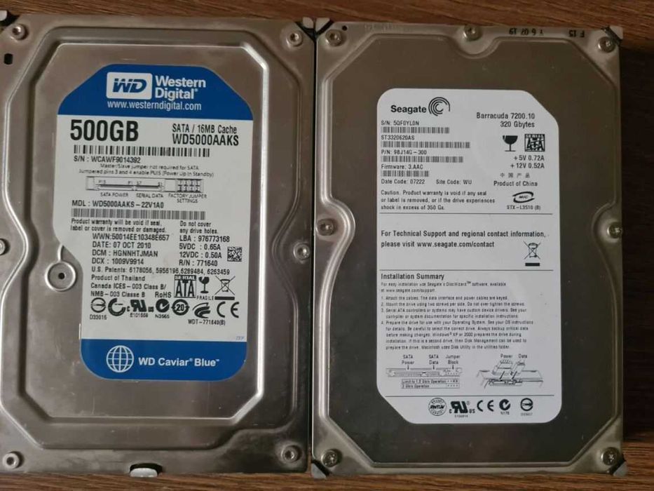 Жесткий диск ( HDD ) на запчасти 2 шт. 500 Гб и 320 Гб