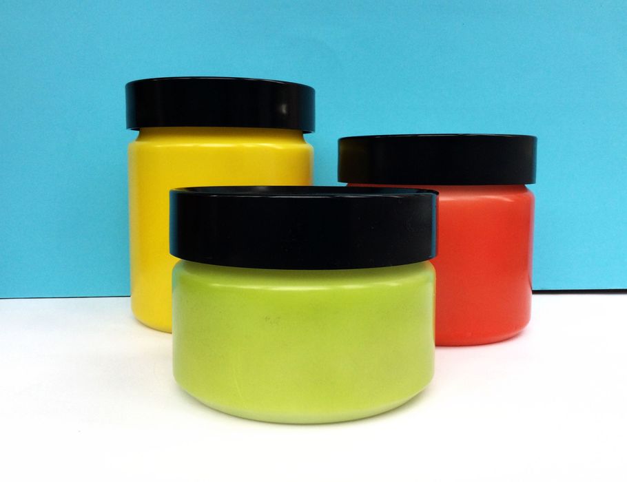 Conjunto de 3 Frascos Antigos de Vidro Colorido, anos 60, EUA