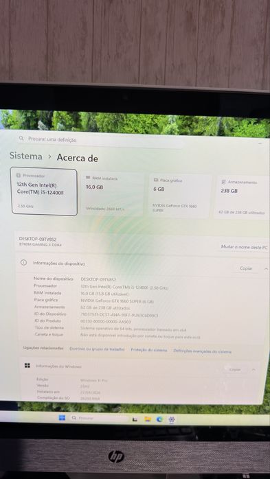 PC Gaming i5 12400F 16GB 1660 Super nvme 256gb