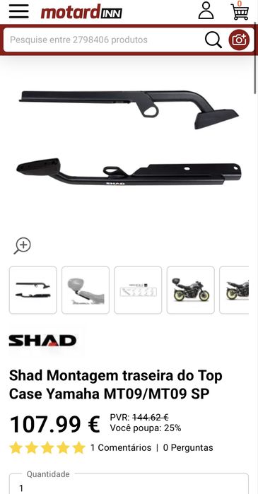 Suporte mala TopCase Shad nova MT09