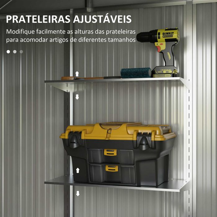 Abrigo de Jardim em Aço 238x132x198,5 cm – com Prateleiras Reguláveis