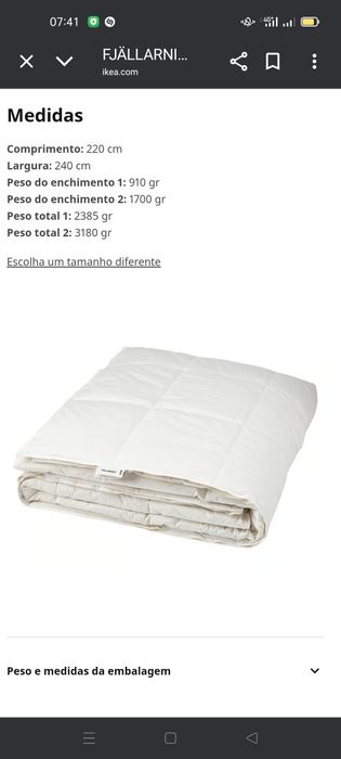 Edredão Fjallarnika 4Estacões 240x220cm, IKEA. NOVO