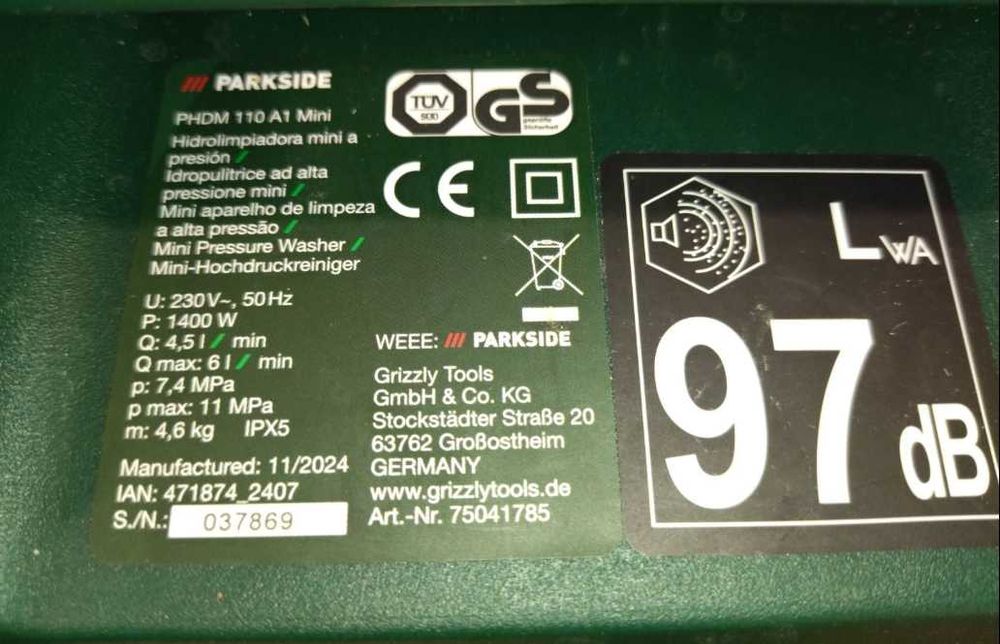 Мойка высокого давления PARKSIDE PHDM 110 A1 Mini