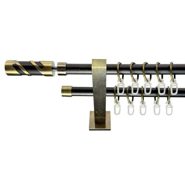 Карниз для штор металевий дворядний техно 19-19мм Сієна антико 2,40м