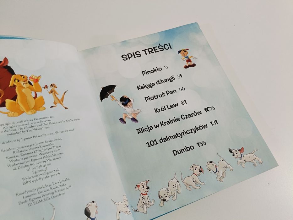 Książka bajki 5 minut przed snem disney 101 dalmatyńczyków dumbo król
