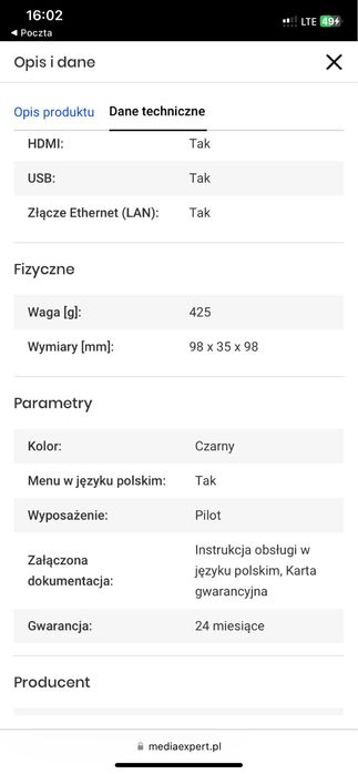 Apple tv hd 32gb czarny