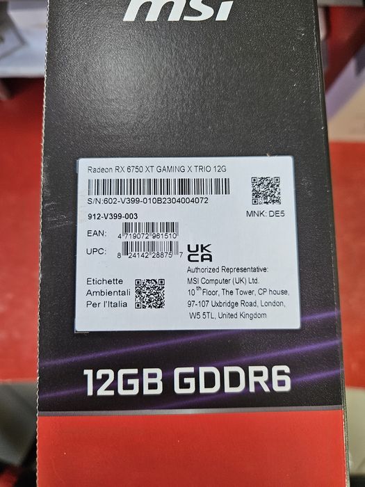 Відеокарта MSI Radeon RX 6750 XT GAMING X TRIO 12G