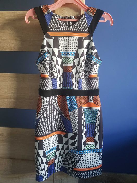 Letnia graficzna sukienka Topshop, geometryczna XS S 34 36