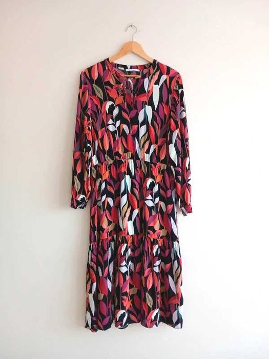 STEILMANN długa wzorzysta sukienka midi 100% wiskoza premium M/L