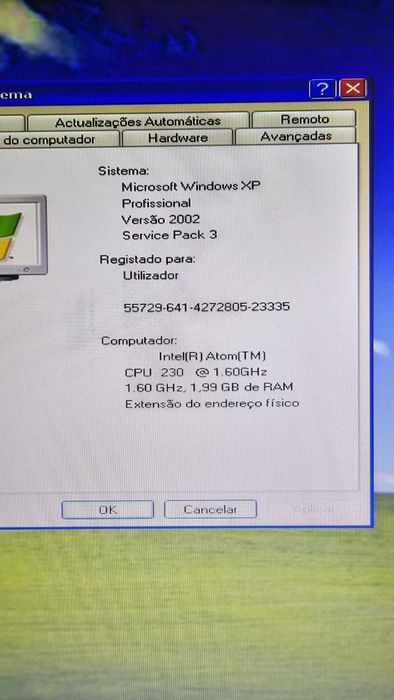 PC com Winxp é o Intel Atom, CPu 230 1,6