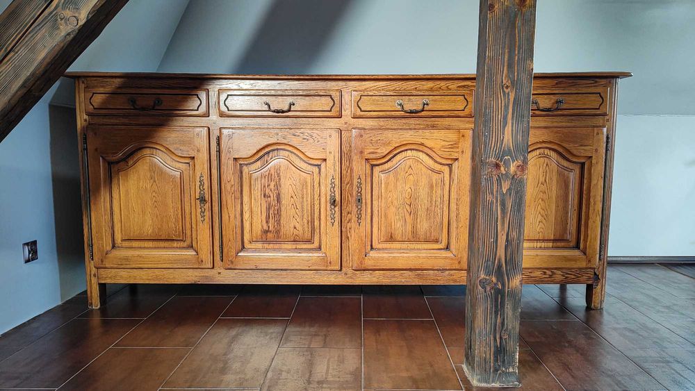 Dębowa Komoda Kolonialna 240 cm | Lite Drewno | Stan Bardzo Dobry