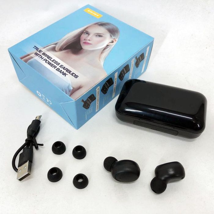Бездротові bluetooth навушники True Wireless з вбудованим Power Bank