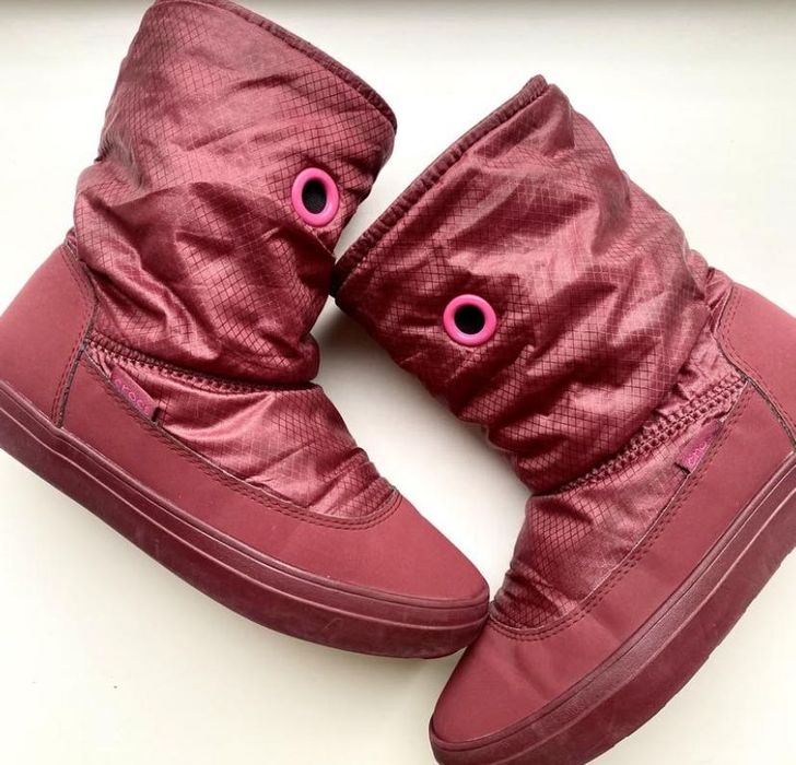Зимові чоботи crocs 35 розмір | устілка 22 см | бордові для дівчинки